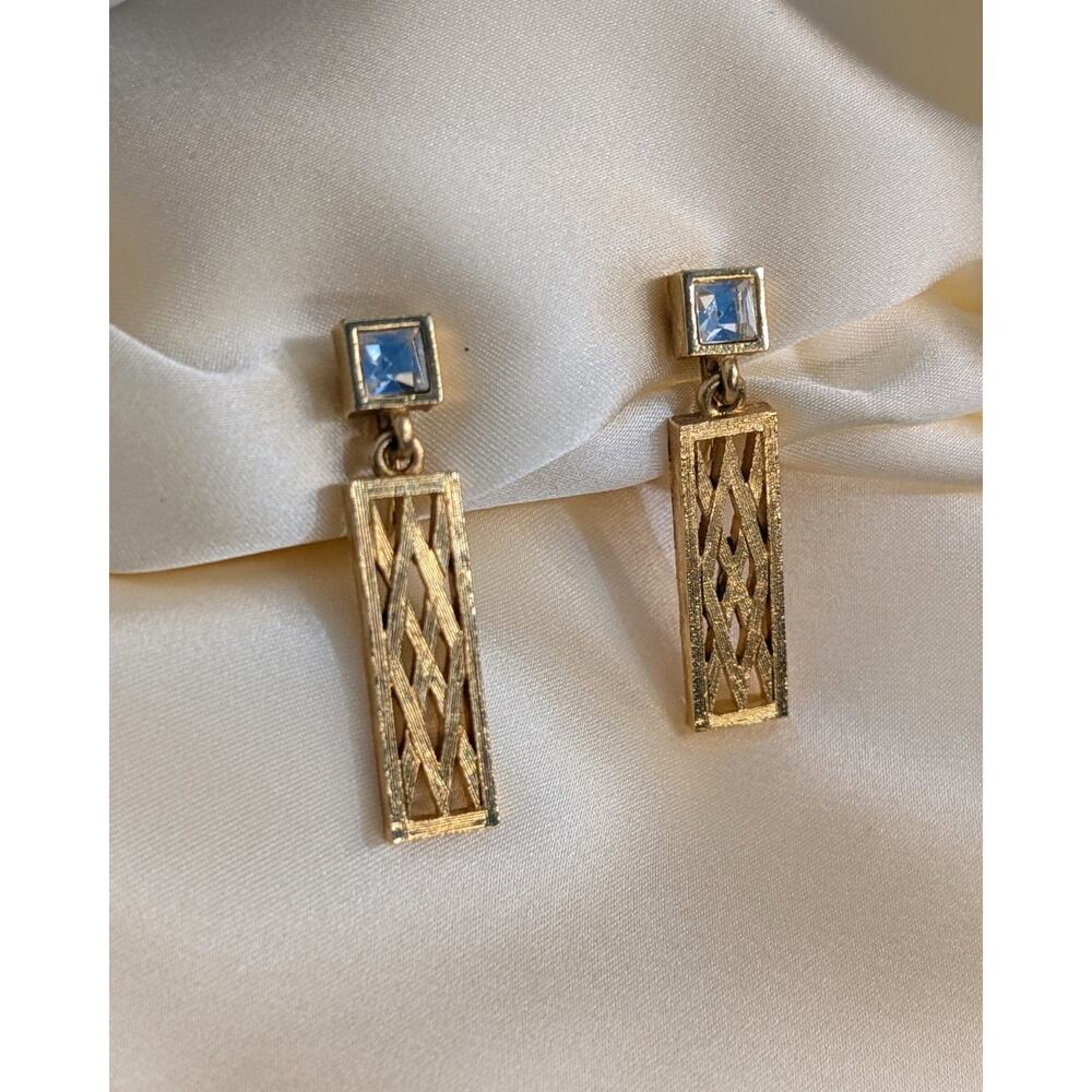 Vintage Givenchy Brushed Satin Gold Tone Drop Earrings